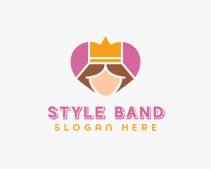 Pink Heart Queen Princess logo design