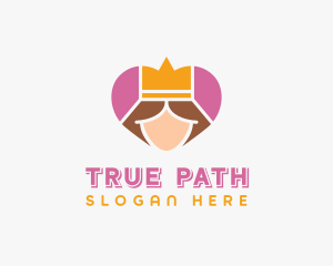 Pink Heart Queen Princess logo design