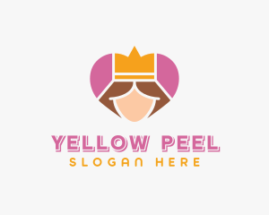 Pink Heart Queen Princess logo design