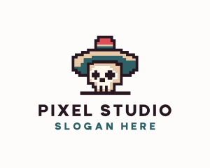 Pixel Skull Sombrero logo