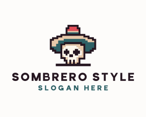 Pixel Skull Sombrero logo