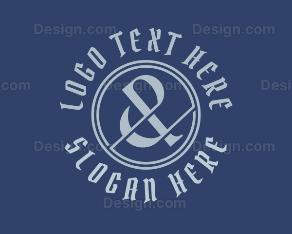 Blue Ampersand Lettering Logo