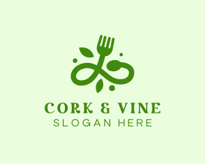 Organic Vegan Food Fork logo design