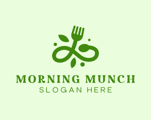 Organic Vegan Food Fork logo design