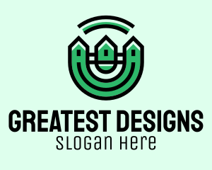 Green Neighborhood Houses  logo design