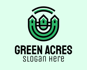 Green Neighborhood Houses  logo design