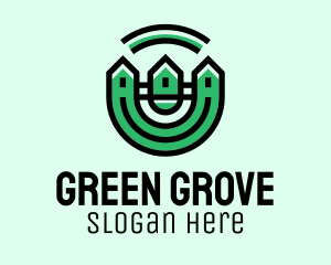 Green Neighborhood Houses  logo design