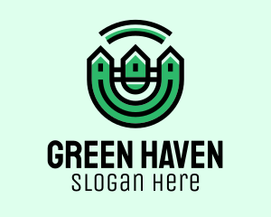 Green Neighborhood Houses  logo design