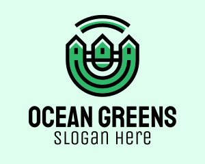 Green Neighborhood Houses  logo design