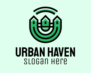 Green Neighborhood Houses  logo design