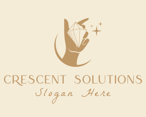 Crescent Hand Diamond logo design