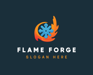 Hot Flame Snowflake logo design