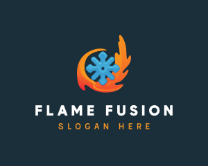 Hot Flame Snowflake logo design