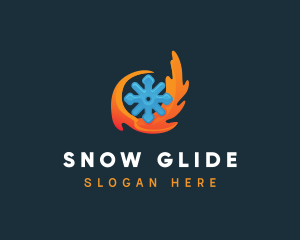 Hot Flame Snowflake logo design