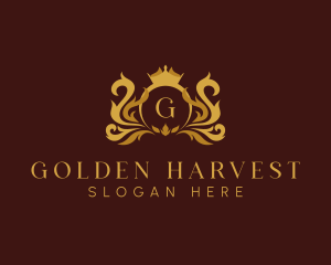 Golden Crown Wreath Monarch logo design