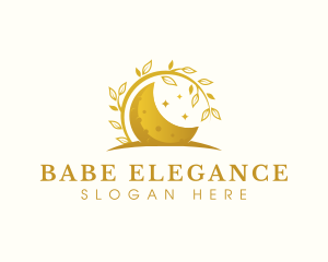 Elegant Moon Floral  logo design