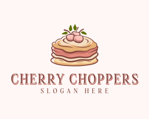 Cherry Pancake Dessert logo design