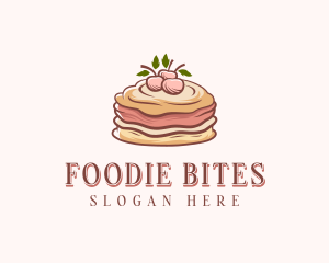 Cherry Pancake Dessert logo design