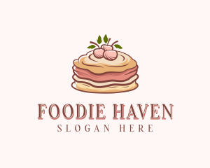 Cherry Pancake Dessert logo design