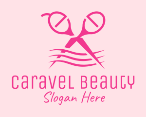 Pink Scissors Hairdresser  logo design