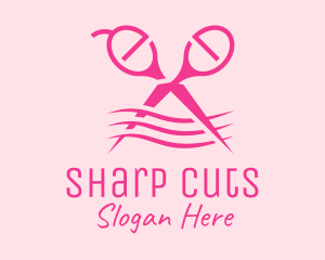 Pink Scissors Hairdresser  logo design