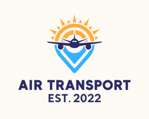 Pin Navigation Plane Transport  logo design