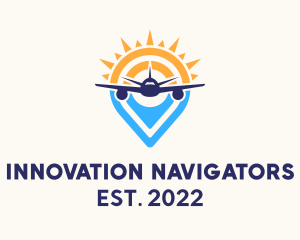 Pin Navigation Plane Transport  logo design