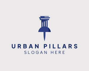 Paralegal Pillar Push Pin logo design