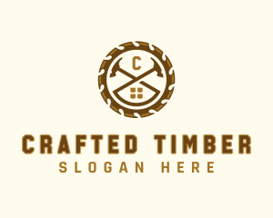 Hammer Saw Woodworking logo design