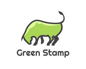 Abstract Green Bull logo design