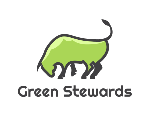 Abstract Green Bull logo design