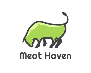 Abstract Green Bull logo design