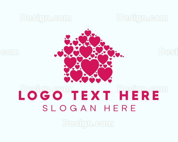 Cute Heart House Logo