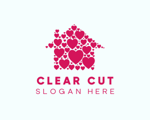 Cute Heart House  logo design