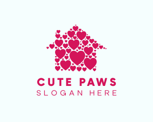 Cute Heart House  logo design