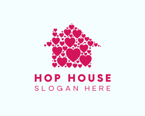 Cute Heart House  logo design