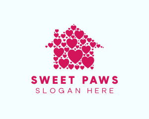 Cute Heart House  logo design