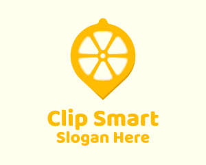 Lemon Fruit Location Pin Logo