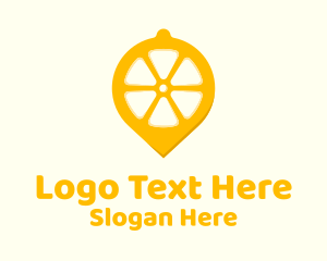 Lemon Fruit Location Pin Logo