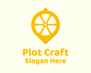 Lemon Fruit Location Pin Logo