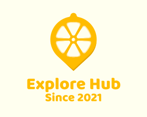 Lemon Fruit Location Pin logo design