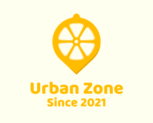 Lemon Fruit Location Pin logo design
