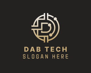 Tech Circuit Letter D logo design