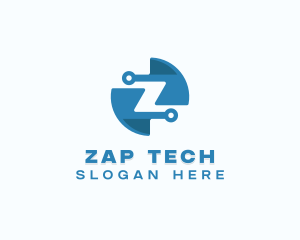 Blue Tech Letter Z logo design