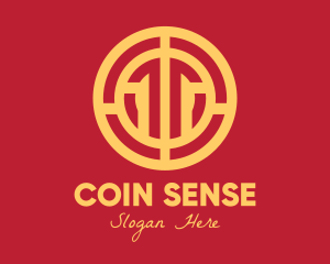 Golden Intricate Coin logo design