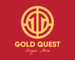 Golden Intricate Coin logo design