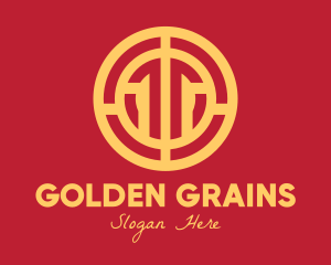 Golden Intricate Coin logo design