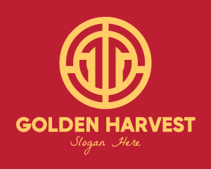 Golden Intricate Coin logo design