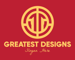 Golden Intricate Coin logo design