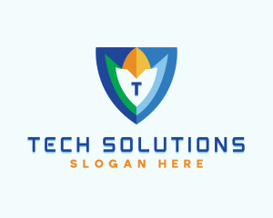 Tech Cyberspace Shield logo design